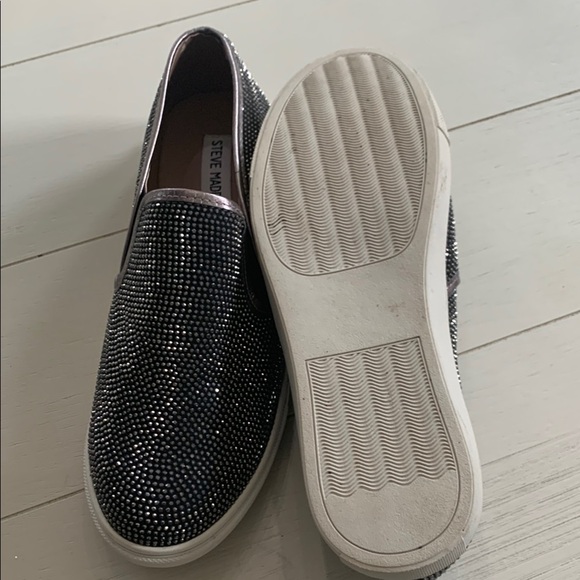 Steve Madden Black Rhinestone Loafers - Picture 6 of 9